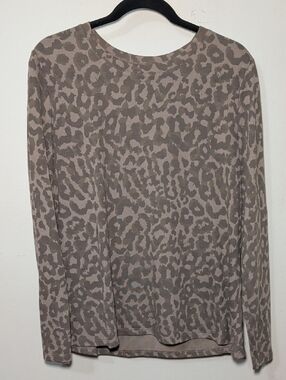 Cold Crush Leopard Print Lightweight Sweatshirt Tan Brown Women's Size L